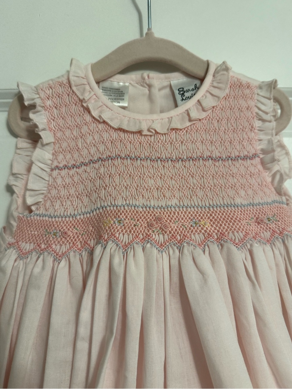 Sarah Louise London Classic Pink Smocked Ruffle Baby Girls' Dress - 18m - Picture 2 of 5